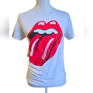 The Rolling Stones Unisex White Tee with Red Graphic
